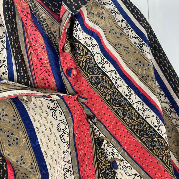 NWOT EVAN PICONE Top 14 Vintage Stripe Jacquard Asymmetric-Button-Collar Ruched - Picture 6 of 14